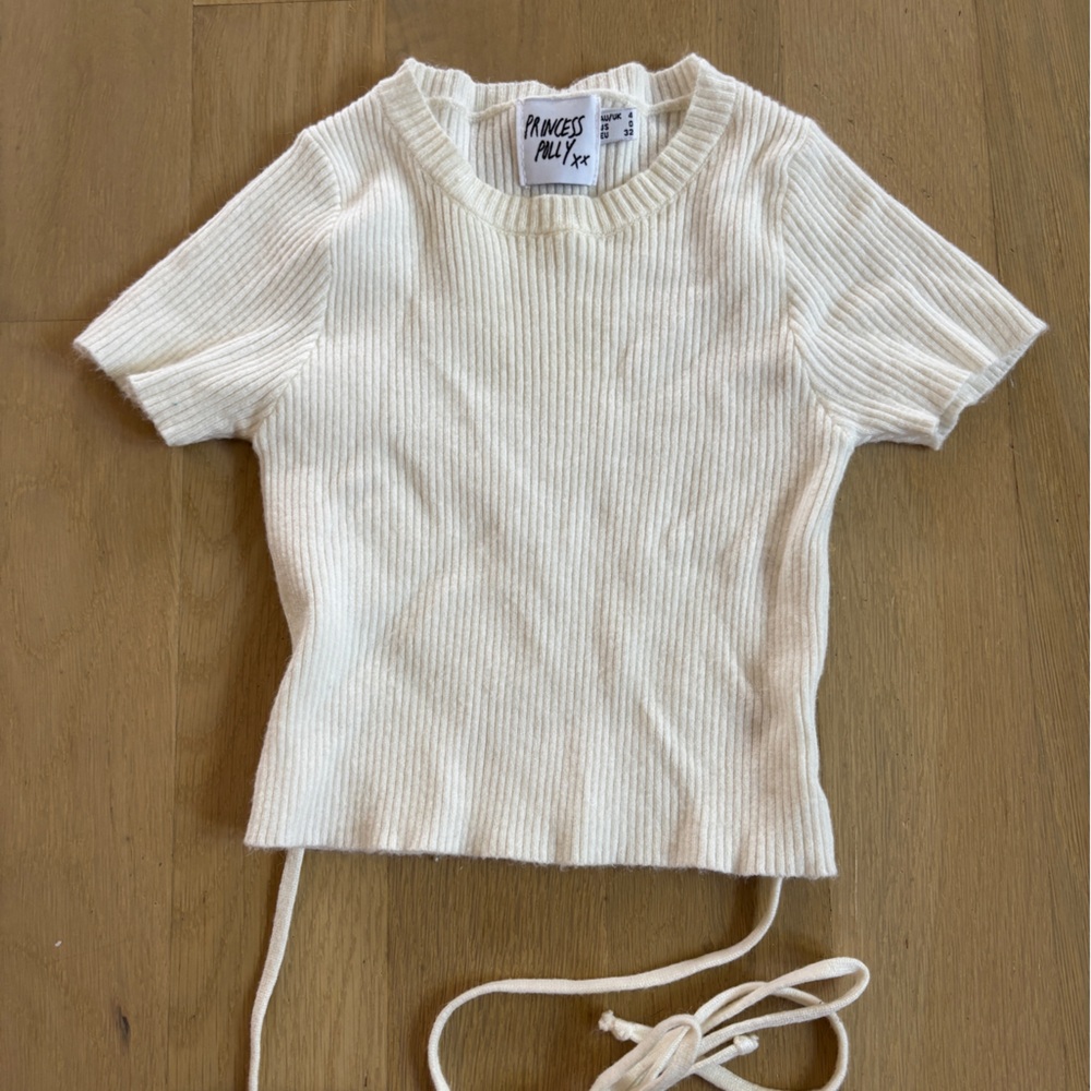 Princess Polly Ivory Ribbed Knit Top